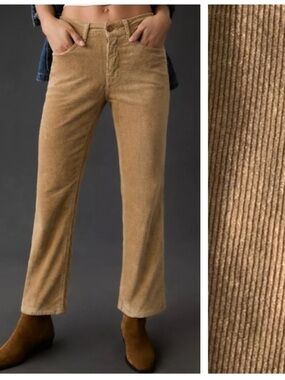 Anthropologie Pilcro Tan Corduroy Yaya Mid Rise Corduroy Crop Flare Jeans 24P